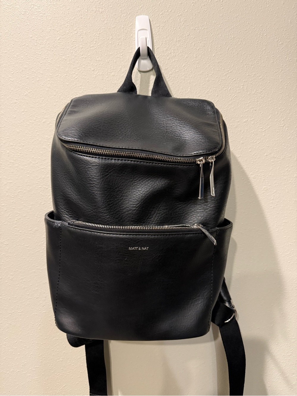 Matt & Nat Black Vegan Leather Backpack | Work Travel Everyday